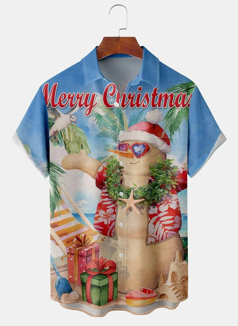 Men's Christmas Funny Graphic Short Sleeve Hawaiian Shirt